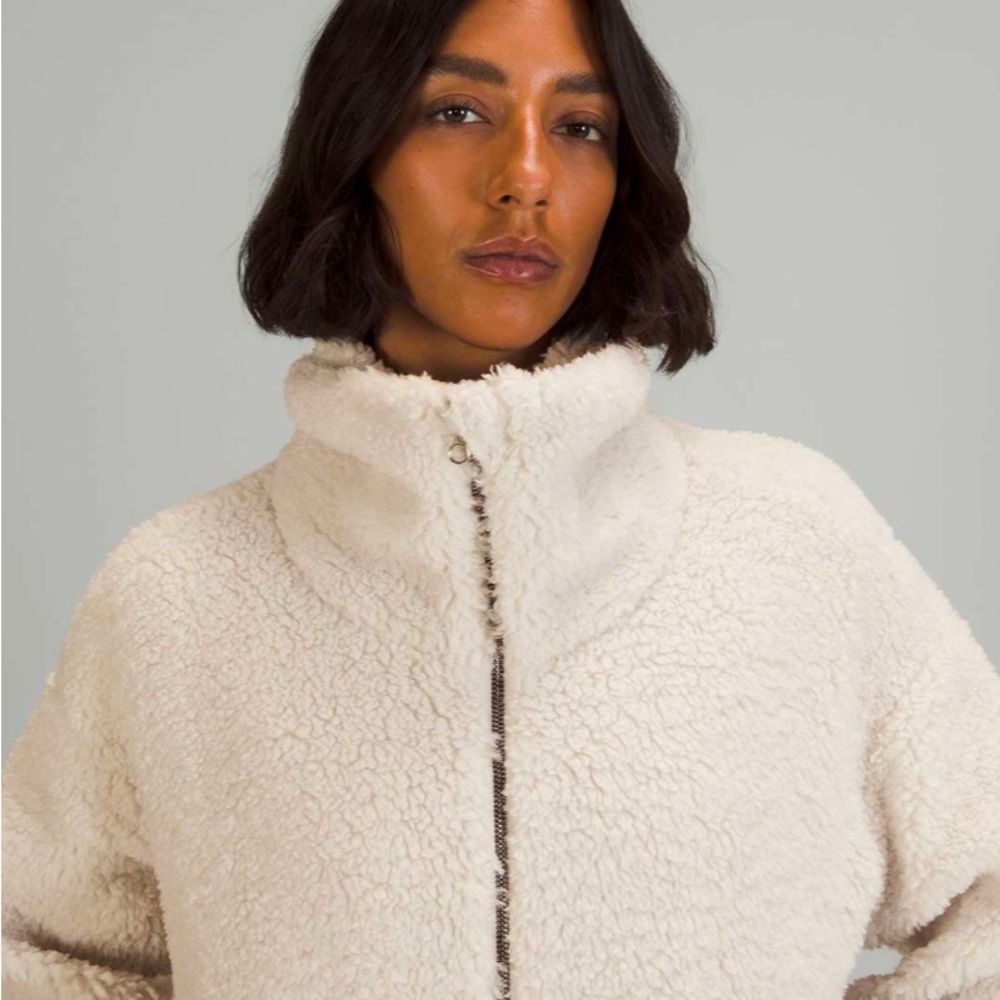 Lululemon Cinchable Fleece Zip Jacket White Opal Size 0 NWT